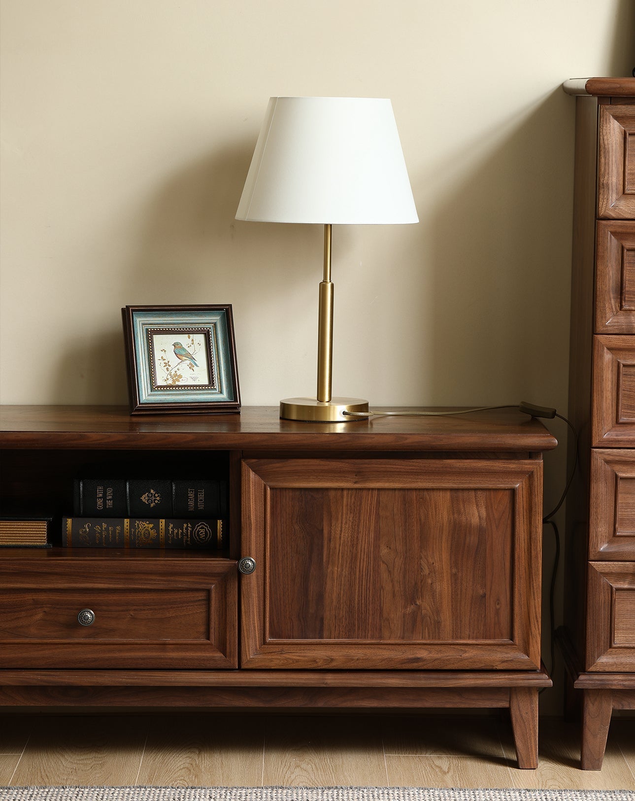 Mazonvintage-Wander American Style Black Walnut Wood TV Stand