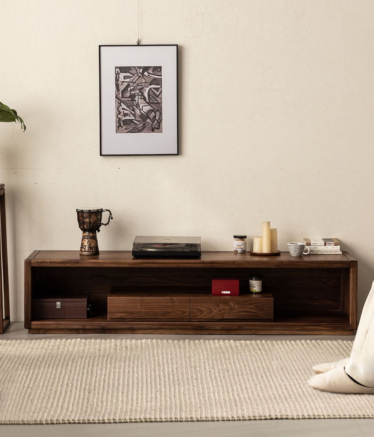 Mazonvintage-Sierra Open Space Style Solid Walnut Wood TV Stand