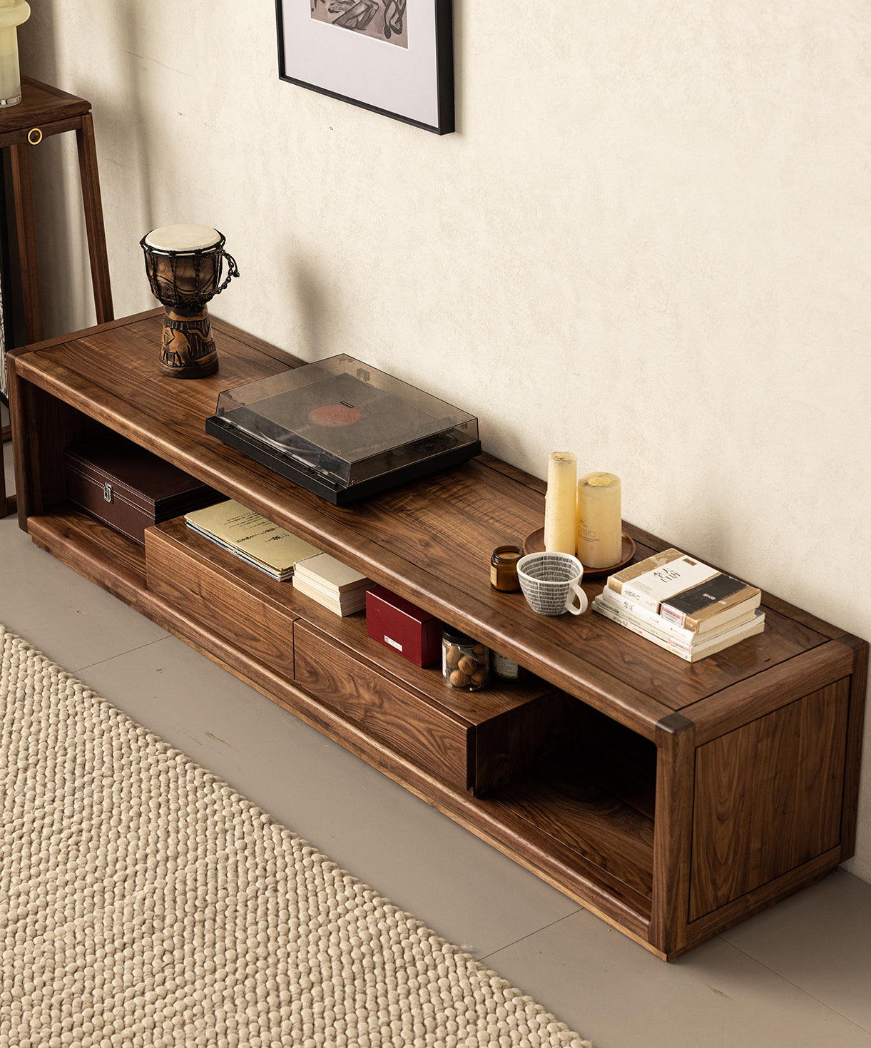 Mazonvintage-Sierra Open Space Style Solid Walnut Wood TV Stand