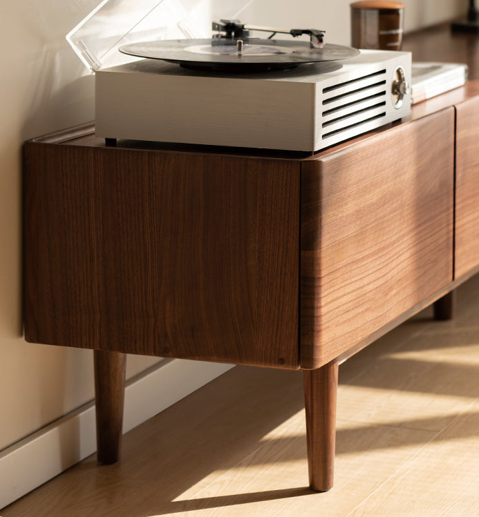 Mazonvintage-Full Consistent Solid Walnut Wood Board TV Stand
