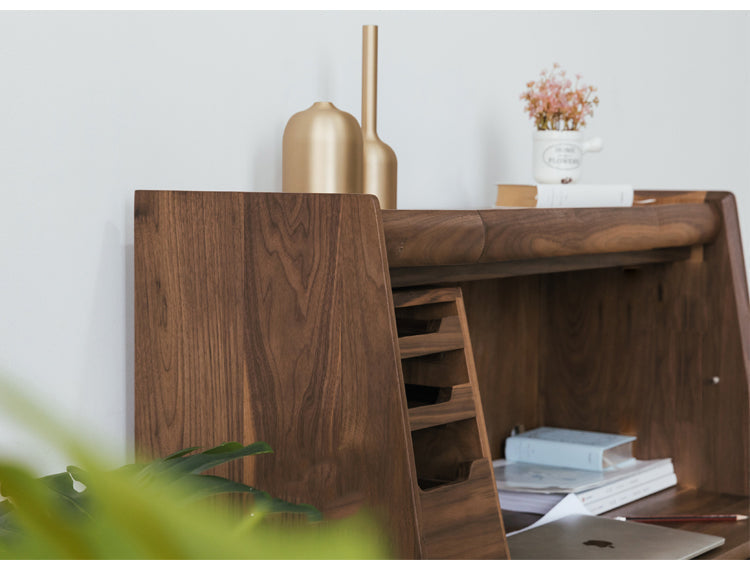 Mazonvintage-Danish Mid-Century Walnut Wood Secretary Desk