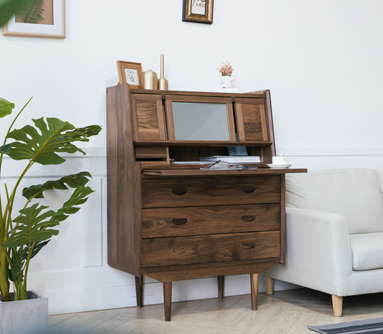 Mazonvintage-Danish Mid-Century Walnut Wood Secretary Desk