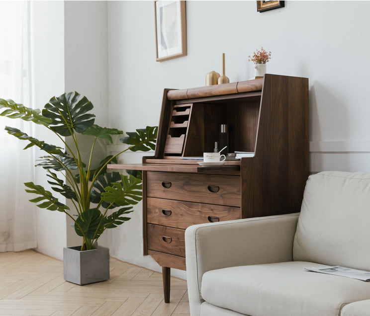 Mazonvintage-Danish Mid-Century Walnut Wood Secretary Desk