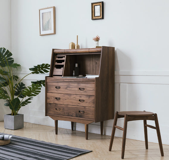 Mazonvintage-Danish Mid-Century Walnut Wood Secretary Desk