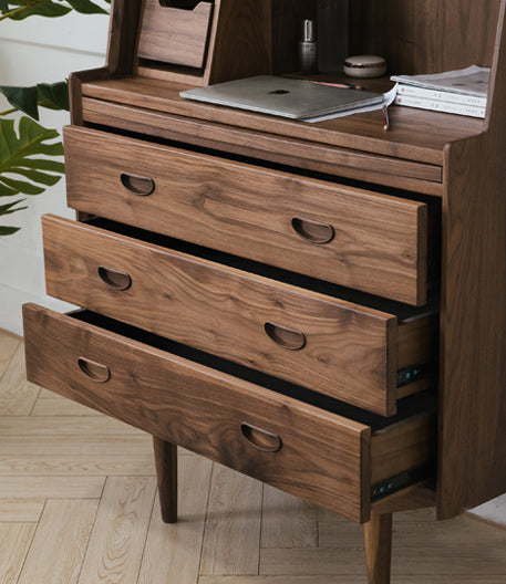 Mazonvintage-Danish Mid-Century Walnut Wood Secretary Desk