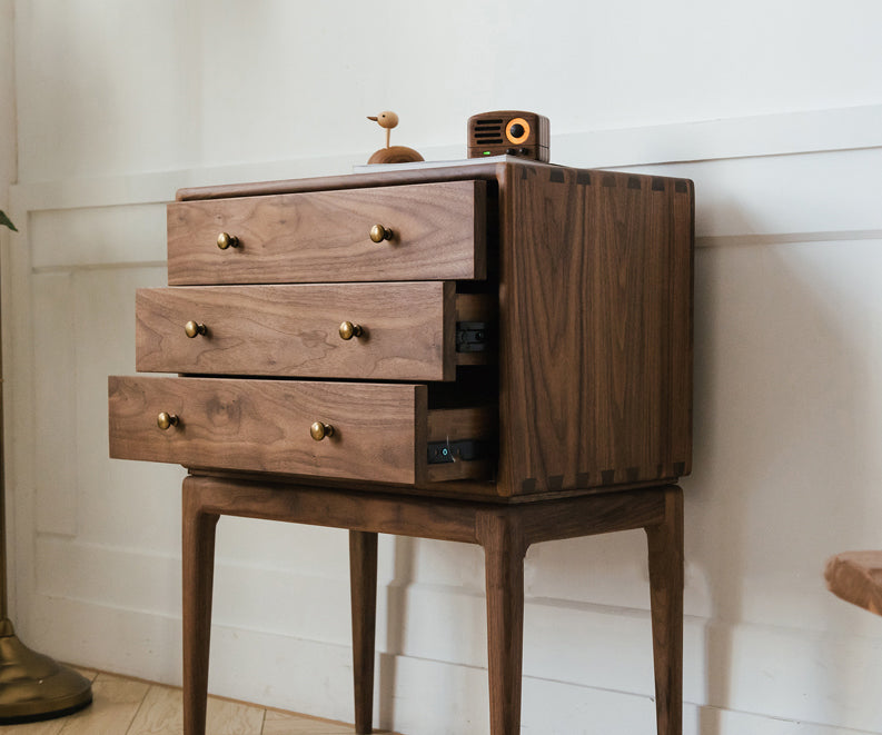 Mazonvintage-Arcadia Solid Walnut Wood Bedside Table