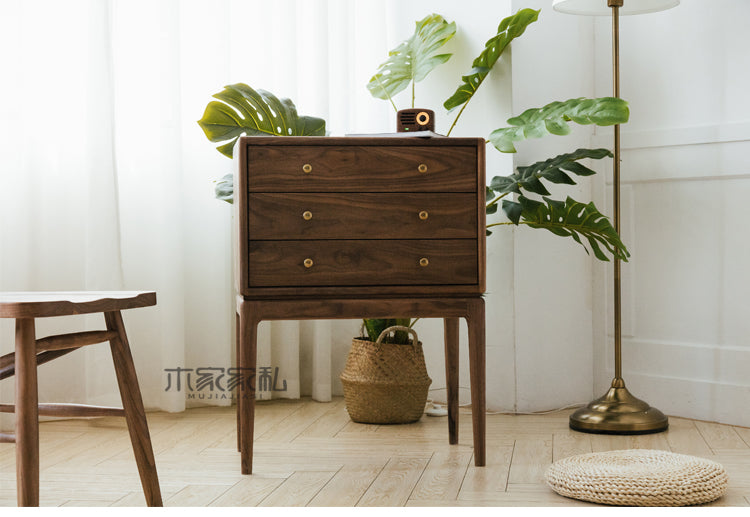 Mazonvintage-Arcadia Solid Walnut Wood Bedside Table