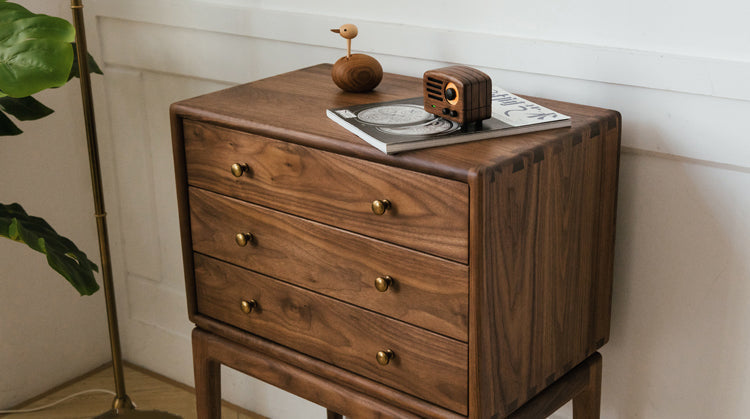 Mazonvintage-Arcadia Solid Walnut Wood Bedside Table