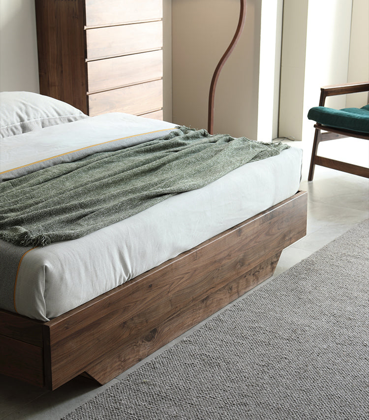 Mazonvintage-Sierra Big Hydraulic Bed Made of Black Walnut Wood
