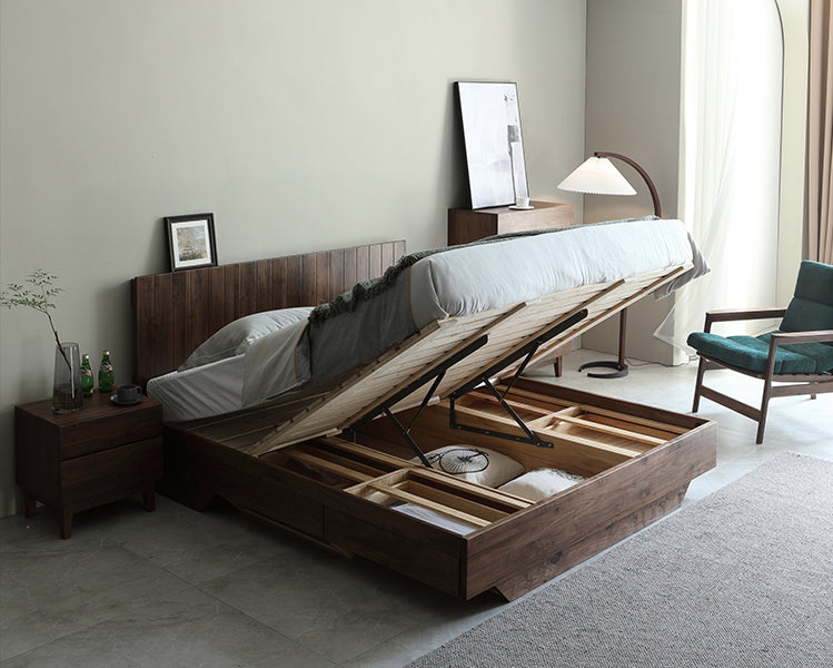 Mazonvintage-Sierra Big Hydraulic Bed Made of Black Walnut Wood