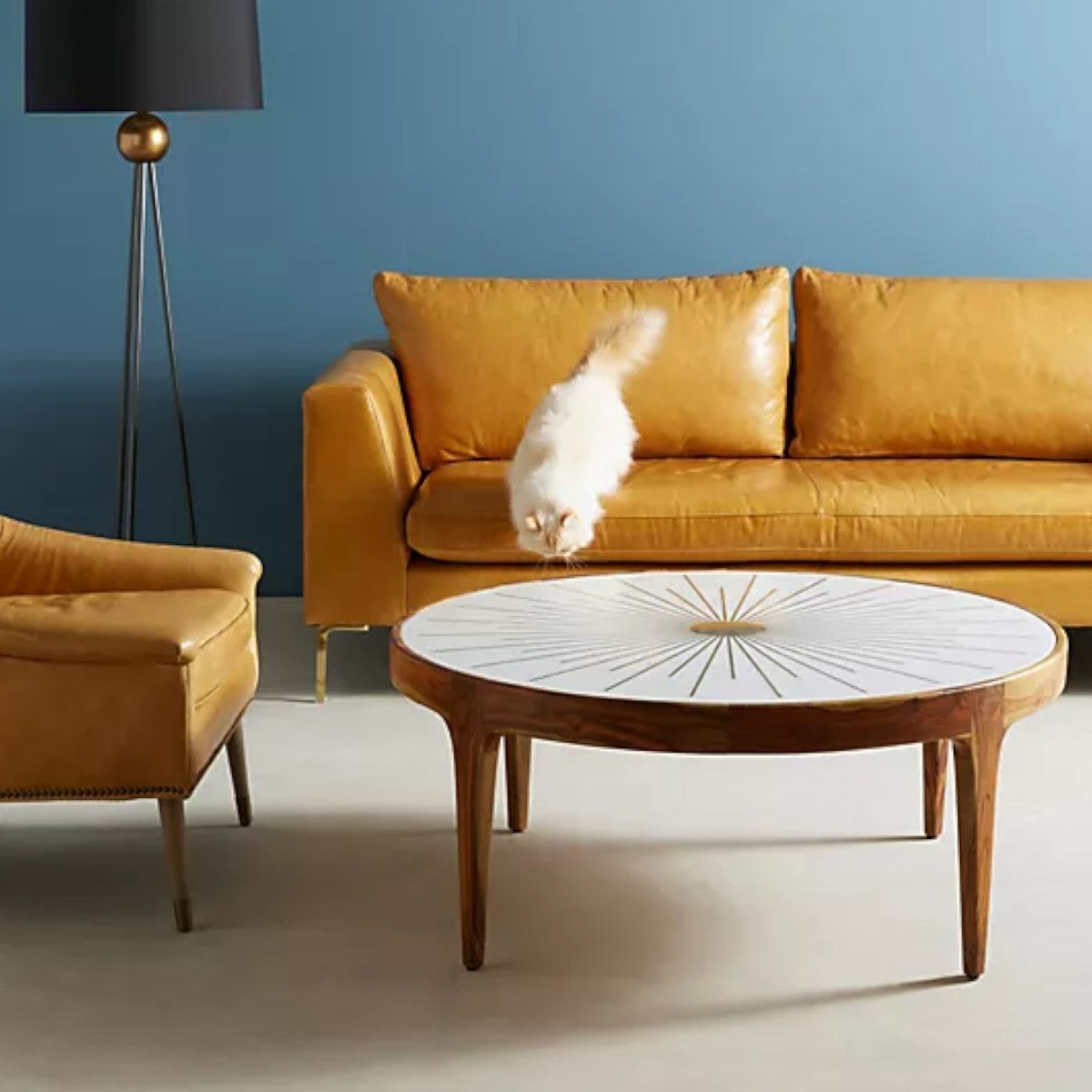 Maren Brass Starburst Round Coffee Table