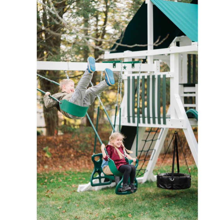 Nebula Vinyl Swing Set with Spiral Slide