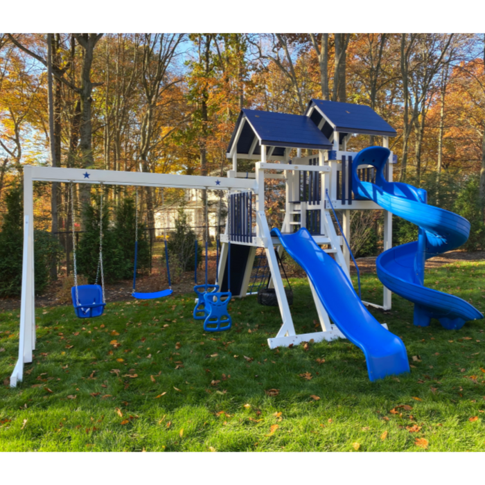 Nebula Vinyl Swing Set with Spiral Slide