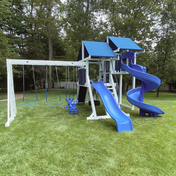 Nebula Vinyl Swing Set with Spiral Slide