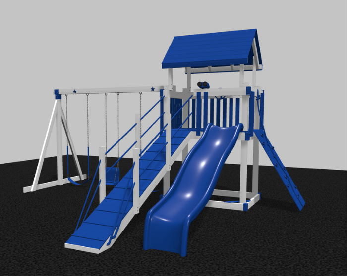Silver Star Vinyl Swing Set with Ramp