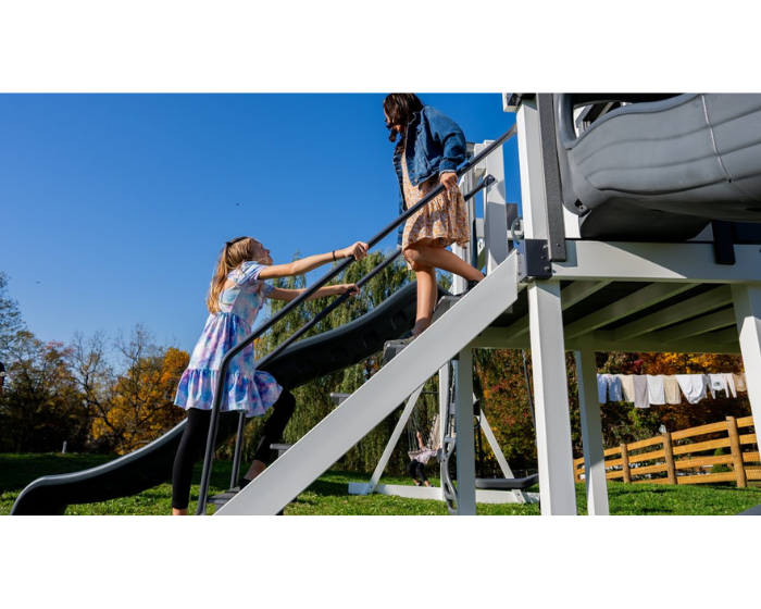 Star Gazer Vinyl Swing Set with Playhouse