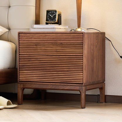 Mazonvintage-Shutters Door Walnut Wood Nightstand