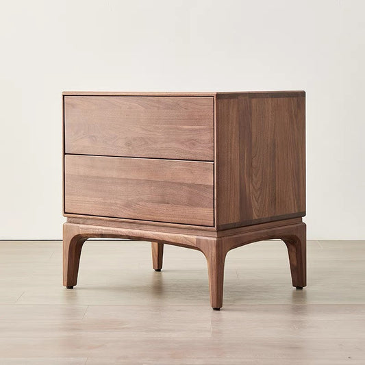 Mazonvintage-Charming Walnut Wood Nightstand with a Drawer
