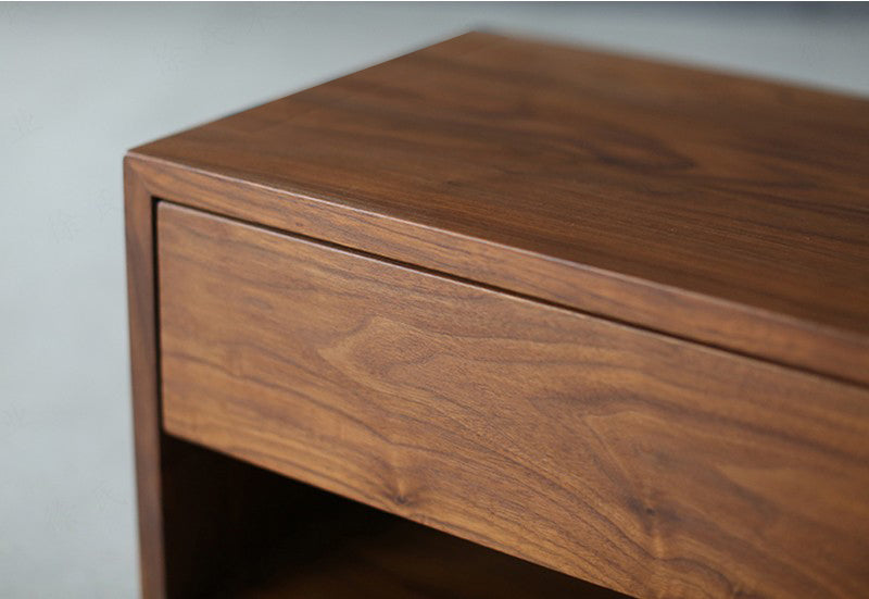 Mazonvintage-Chic Minimal Black Walnut Wood Nightstand