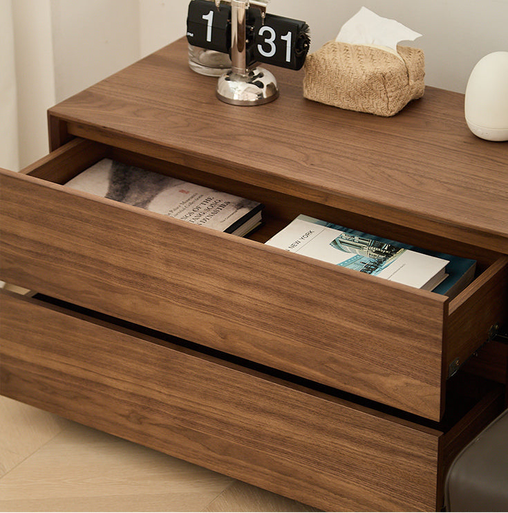 Mazonvintage-Minimalist Black Walnut Wood Bedside Table