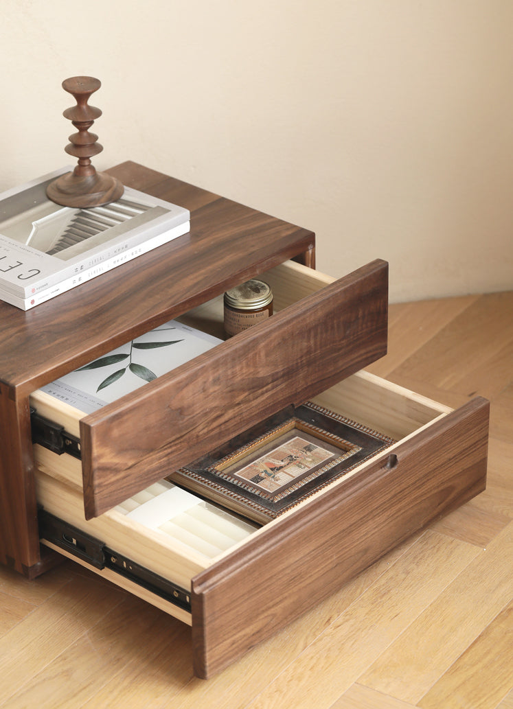 Mazonvintage-Minimalist Appeal Black Walnut Wood Nightstand