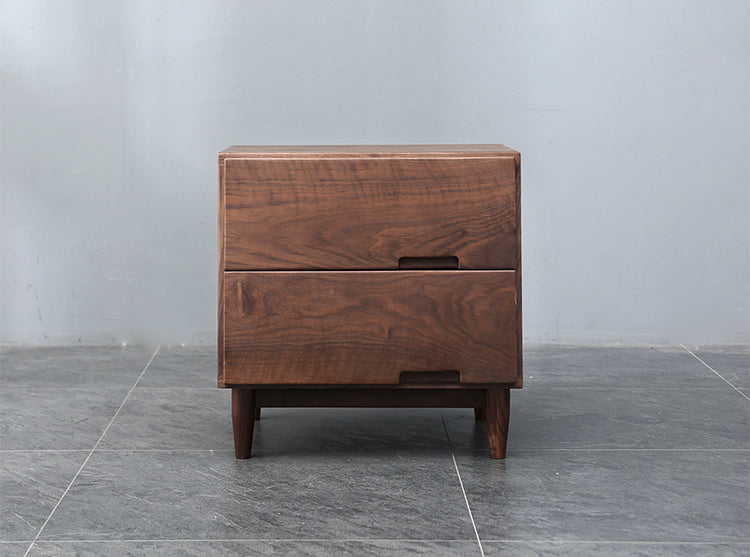 Mazonvintage-Sculpted Walnut Wood Nightstand with Personality