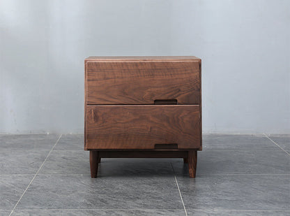 Mazonvintage-Sculpted Walnut Wood Nightstand with Personality