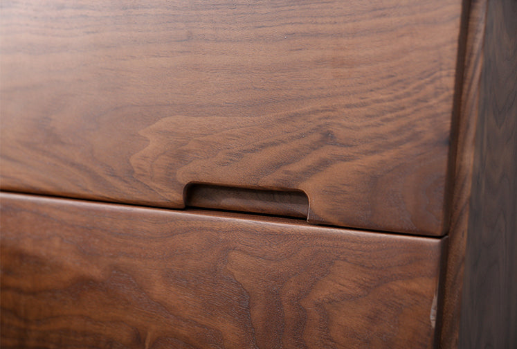 Mazonvintage-Sculpted Walnut Wood Nightstand with Personality