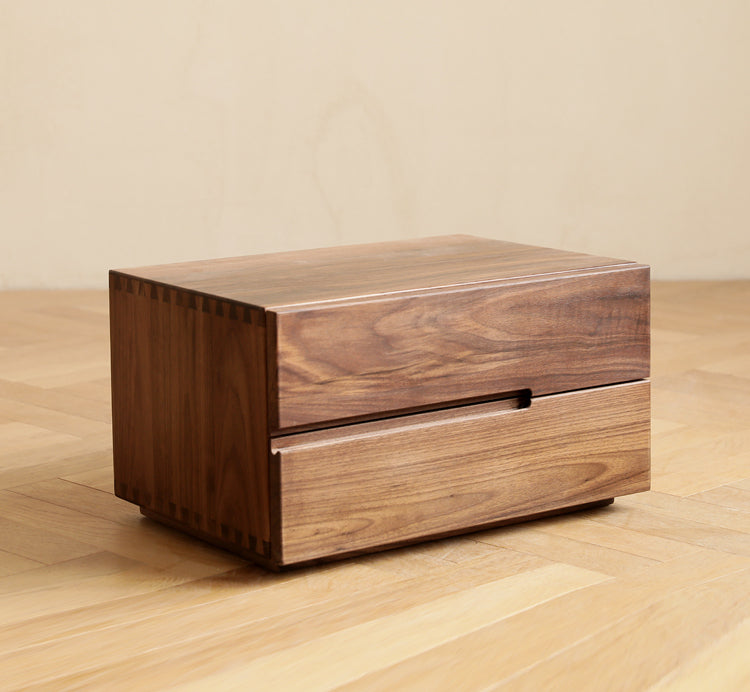 Mazonvintage-Minimalist Appeal Black Walnut Wood Nightstand