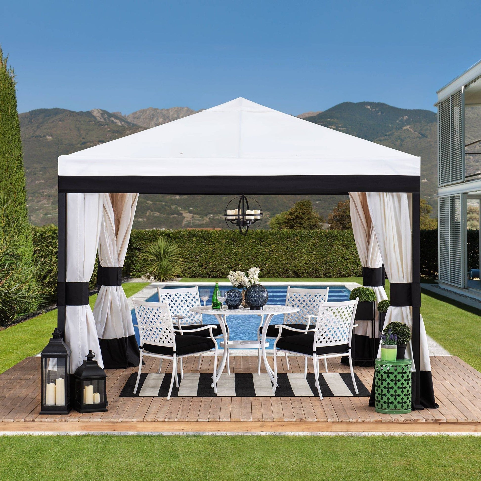 Mazonvintage 10x10 White Gazebo with Curtain and Netting
