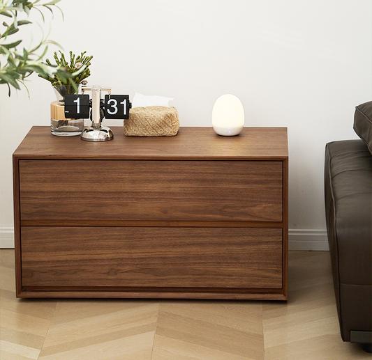 Mazonvintage-Minimalist Black Walnut Wood Bedside Table