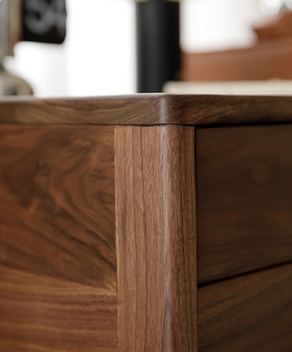 Mazonvintage-Clean Design Walnut Wood Nightstand with 2 Drawers