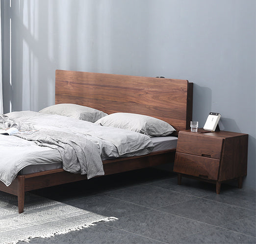 Mazonvintage-Sculpted Walnut Wood Nightstand with Personality