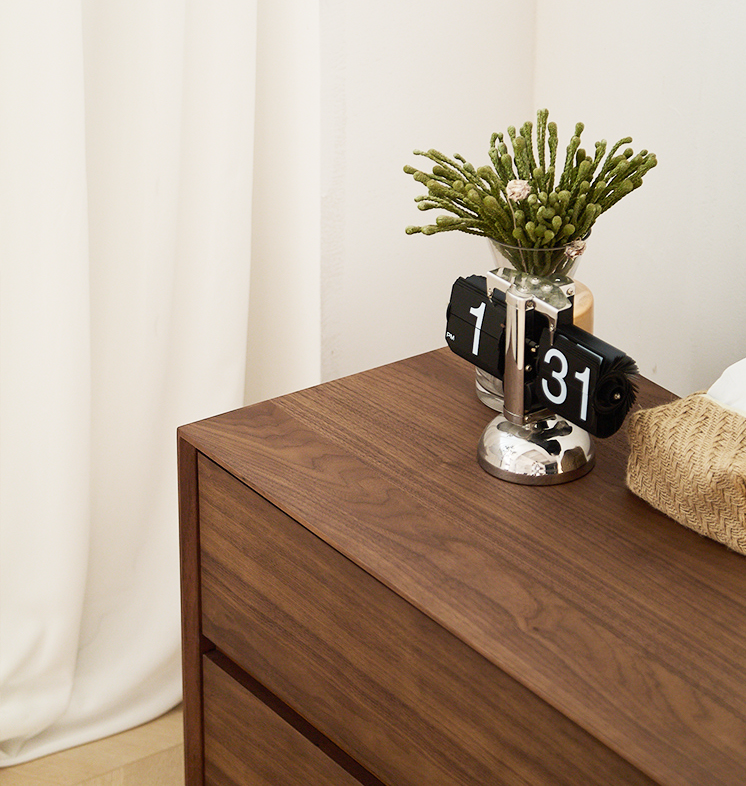 Mazonvintage-Minimalist Black Walnut Wood Bedside Table