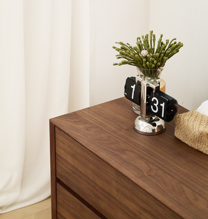 Mazonvintage-Minimalist Black Walnut Wood Bedside Table