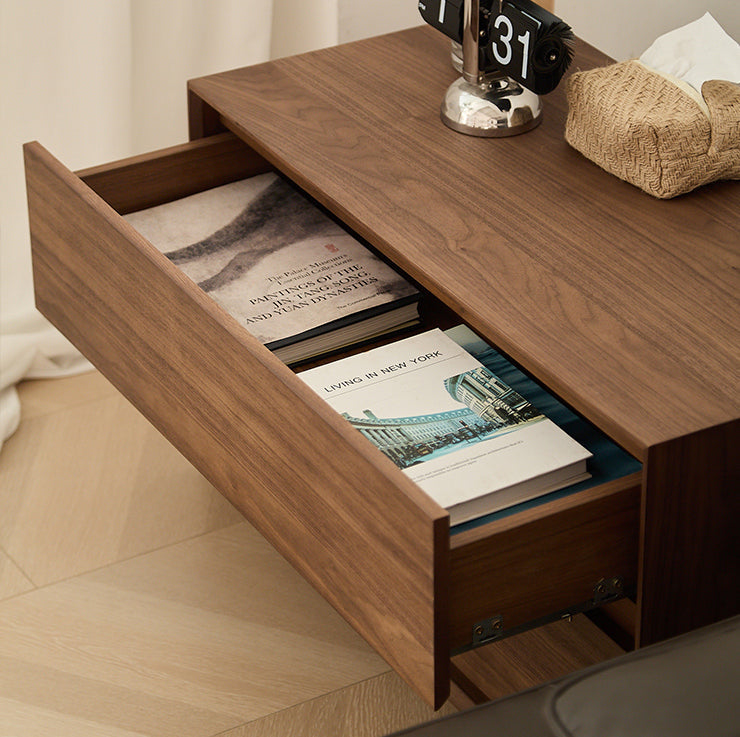 Mazonvintage-Minimalist Black Walnut Wood Bedside Table