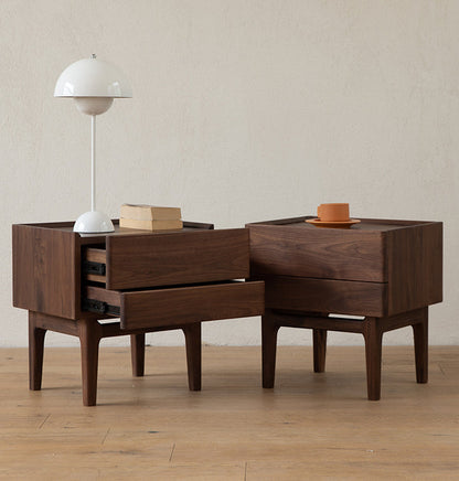 Mazonvintage-Eclipse Four High Leg Walnut Wood Bedside Table