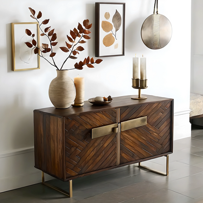 Glass Door Wine Storage Cabinet, Modern Wooden Bar Unit for Living Room