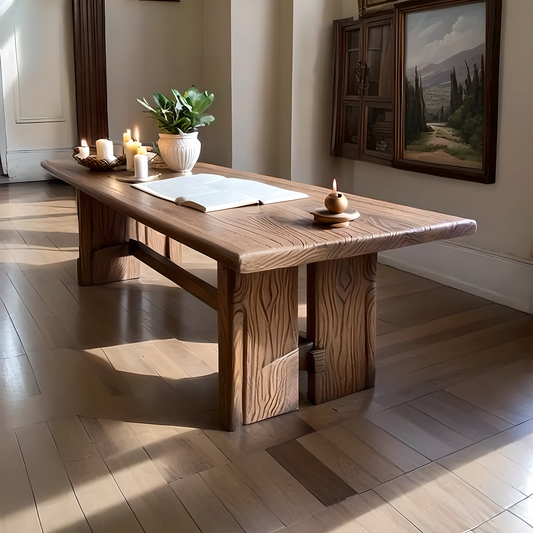 Vintage Carved Wooden Table, Artisan Craftsmanship, Elegant Living Room Furniture
