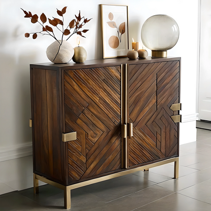 Premium Wooden Wine Display Cabinet with Compartments for Bottles and Glasses
