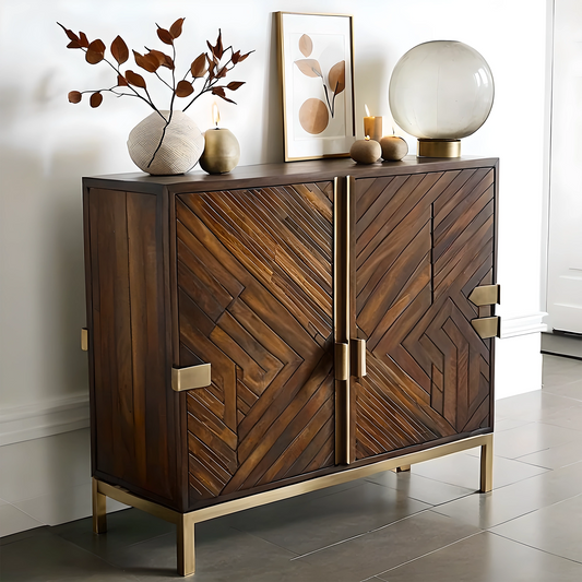 Premium Wooden Wine Display Cabinet with Compartments for Bottles and Glasses