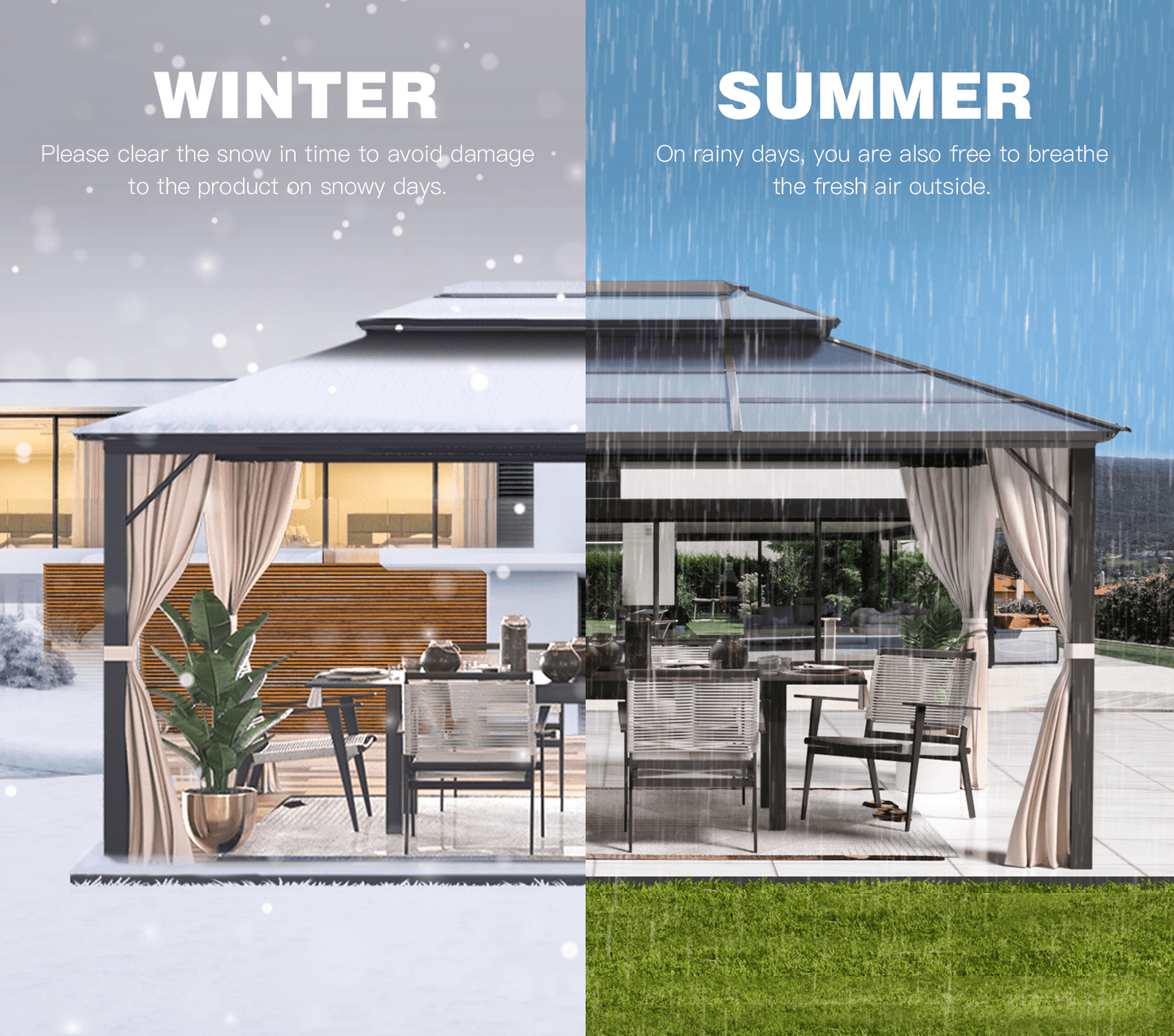 Mazonvintage 10'x13' Hardtop Gazebo with Polycarbonate Double Roof and Aluminum Frame for Garden, Patio, Lawns