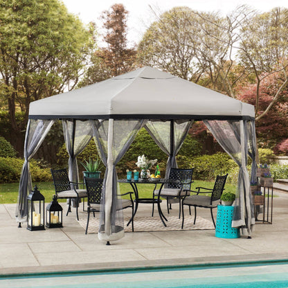 Mazonvintage 11x11 Hexagon Pop Up Gazebo with Netting