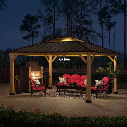 Mazonvintage 13x15 Wood Frame Gazebo with Translucent Skylight