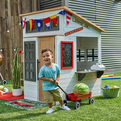 Modern Outdoor Playhouse - White & Raven