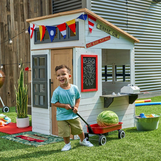 Modern Outdoor Playhouse - White & Raven