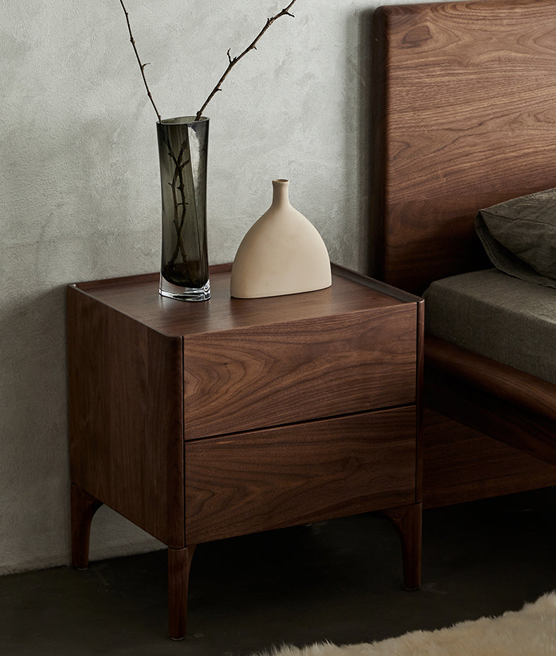 Mazonvintage-Sophisticated Black Walnut Wood Nightstand