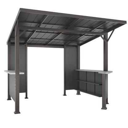 Mazonvintage 10x10ft BBQ Gazebo Canopy Tent with Sloped Roof,Grill Gazebo with Triple Shelves & Movable Bar Table, All-Weather Outdoor Grill Station & Patio Shelter for Mazonvintage Cooking and Patio Deals