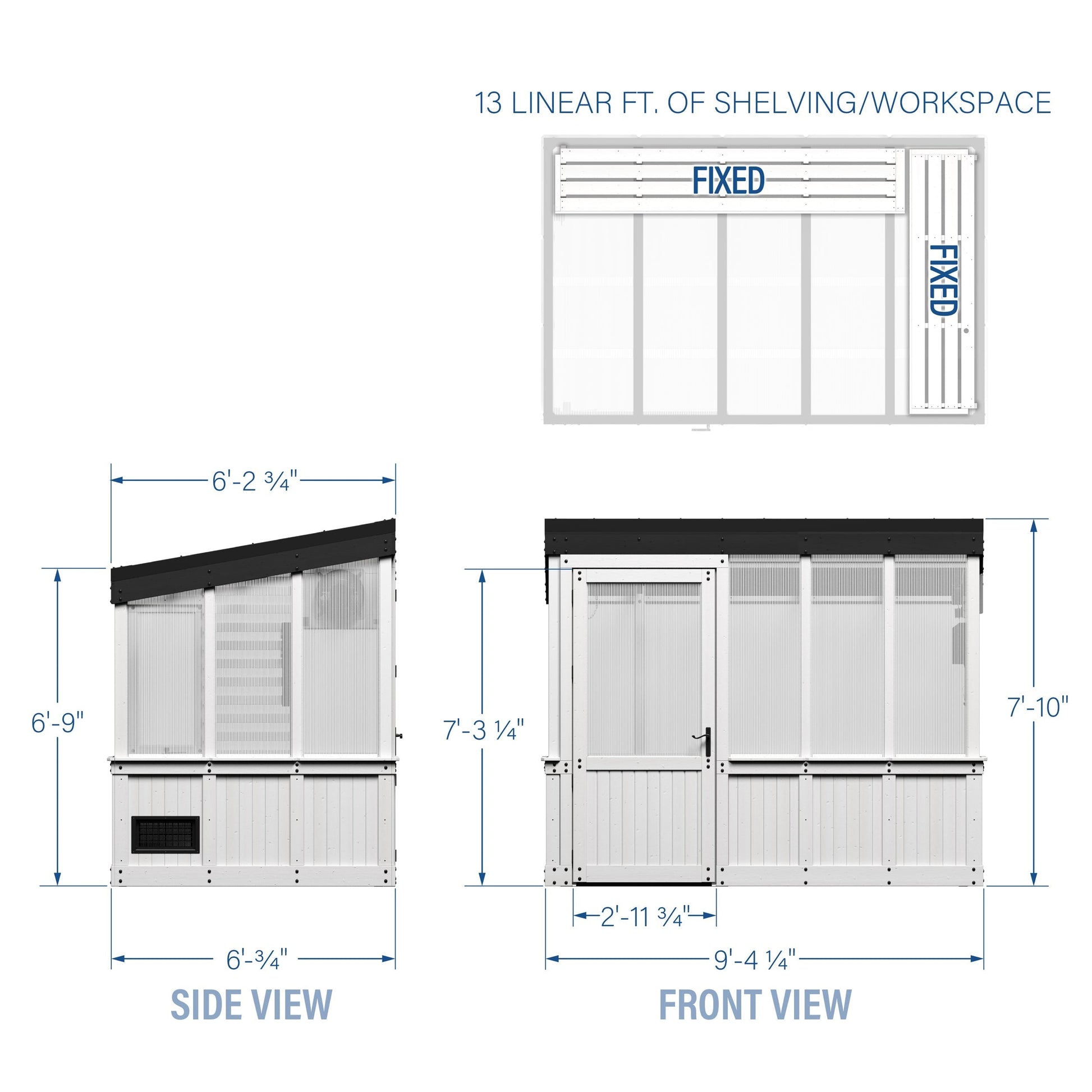 9x6 Willow Greenhouse -    Pre-Stained & Sealed White
