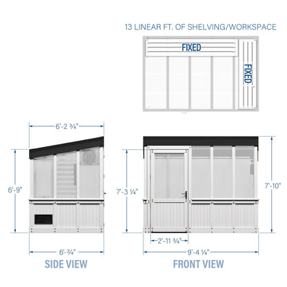 9x6 Willow Greenhouse -    Pre-Stained & Sealed White